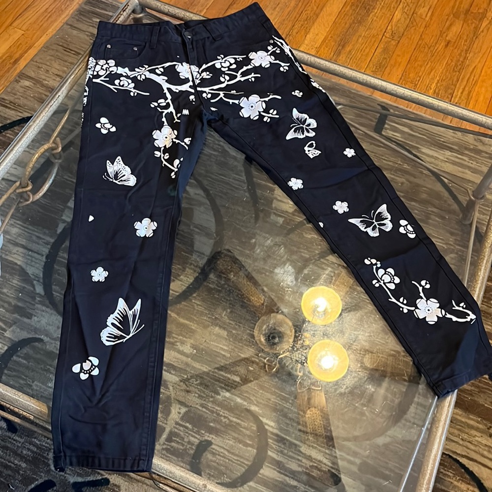 Black Mens Jeans with Print